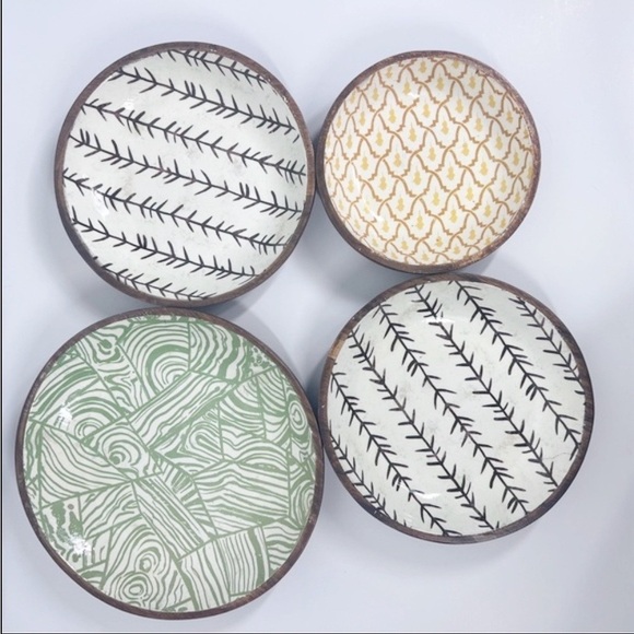 CHAD BARNETT Enameled Acacia Wood Bowls | Set of 4 - Picture 1 of 9